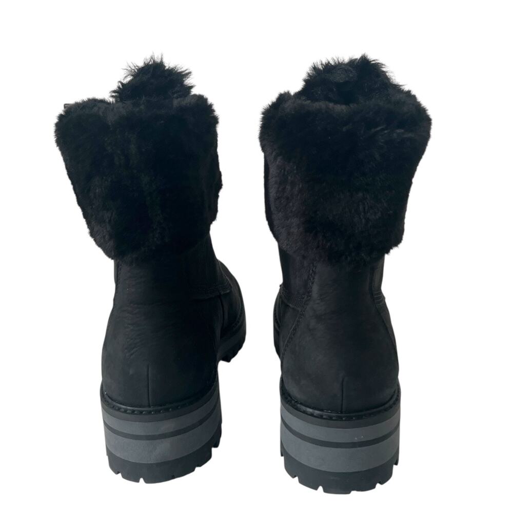 Timberland Courmayeur Valley 6” Faux Fur Black Leather Boot Size 8.5 - Picture 5 of 9